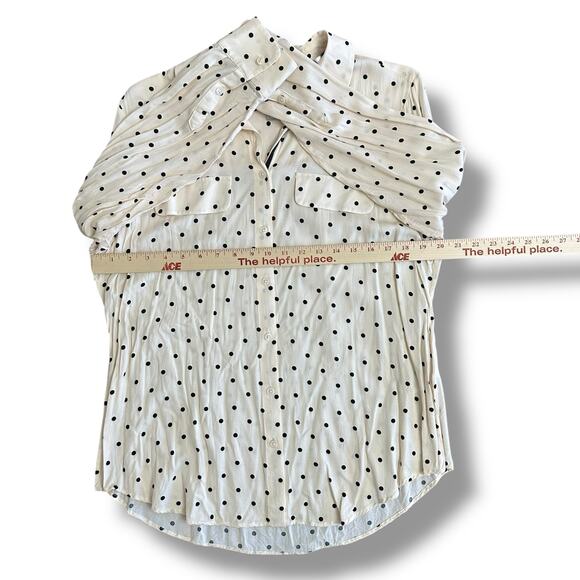 Chico’s Cream & Black Polka Dot Button Down Blouse Size 2 (L/XL) Long Sleeve Top - Picture 3 of 8